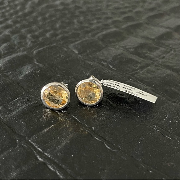 Sterling Silver 925 Large Citrine Earrings - Picture 6 of 9
